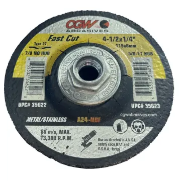 GRINDING WHEEL TYPE 27 W/HUB 4-1/2" D, 1/4" W, 5/8"-11