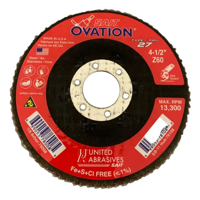 FLAP DISC - JUMBO 4-1/2" D, 7/8" ARB 36 GRIT