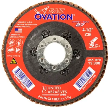 FLAP DISC - JUMBO W/HUB 4-1/2" D, 5/8"-11 ARB 120 GRIT