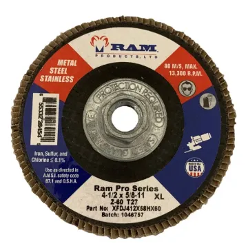 RAM PRO SERIES FLAP DISC - JUMBO W/HUB 4-1/2" D, 5/8"-11 ARB 60 GRIT