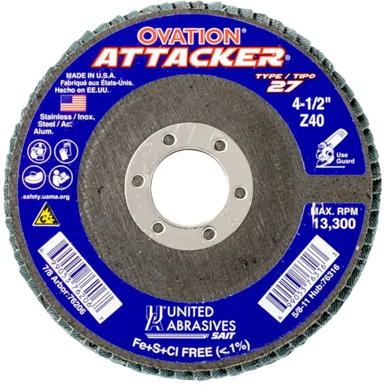 FLAP DISC OVATION 4-1/2 5/8-11 ARBOR 40 GRIT
